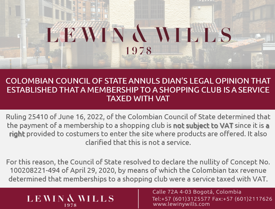 El Consejo de Estado anuló concepto de la DIAN que establecía que la membresía a un club de compras es un servicio gravado con IVA